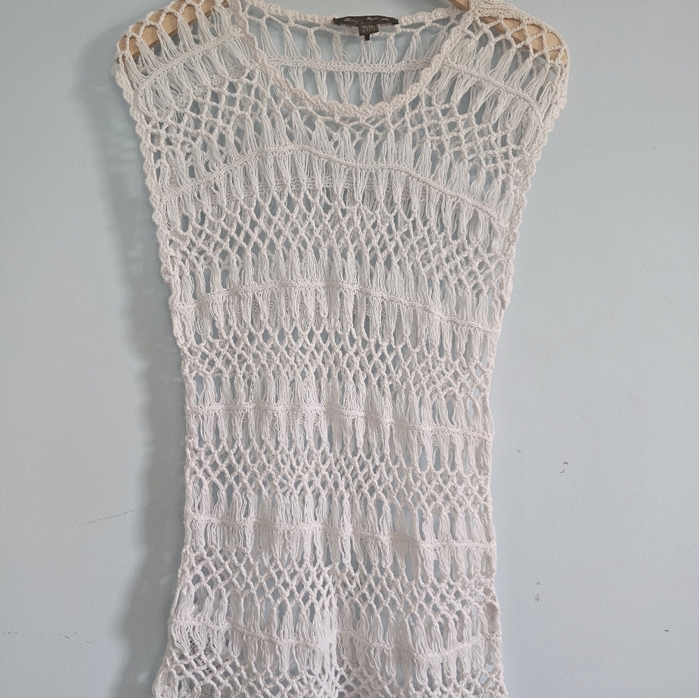 Tommy Bahamas White Crochet Knit Top